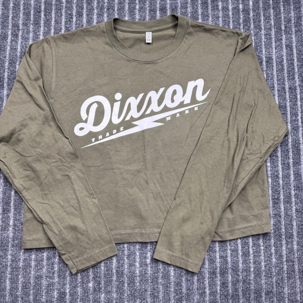 Dixxon Crop Top Large Olive Green Excellent Long Sleeve Graphic Logo (2283)